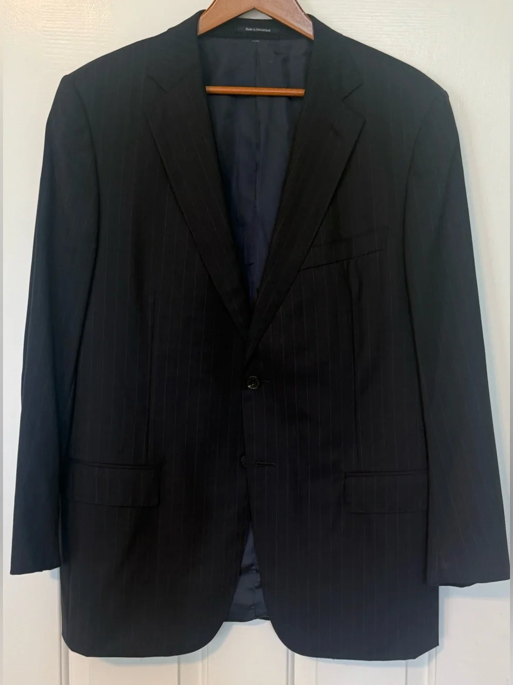 Ermenegildo Zegna for MR.SID 54R Navy Pinstripe Wool Suit Jacket Swiss 🇨🇭